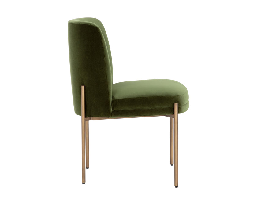 Sunpan Richie Dining Chair - Antique Brass - Forest Green