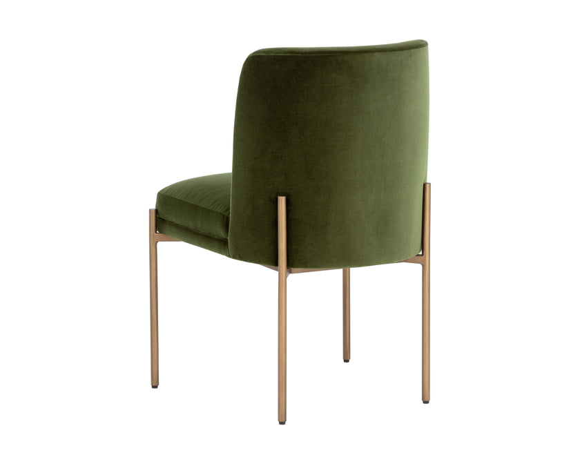 Sunpan Richie Dining Chair - Antique Brass - Forest Green