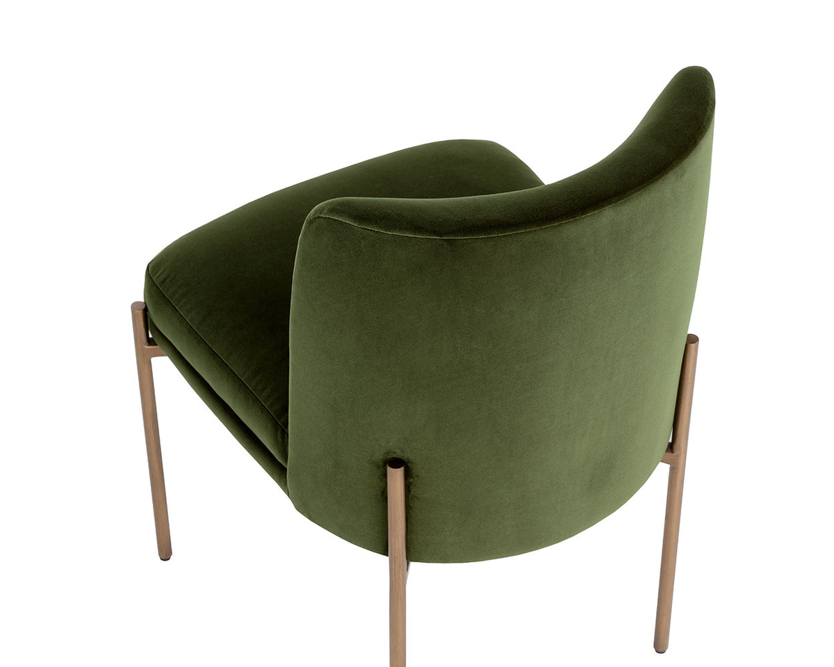 Sunpan Richie Dining Chair - Antique Brass - Forest Green