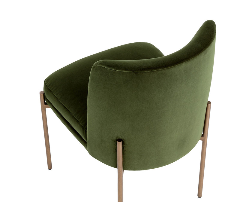 Sunpan Richie Dining Chair - Antique Brass - Forest Green