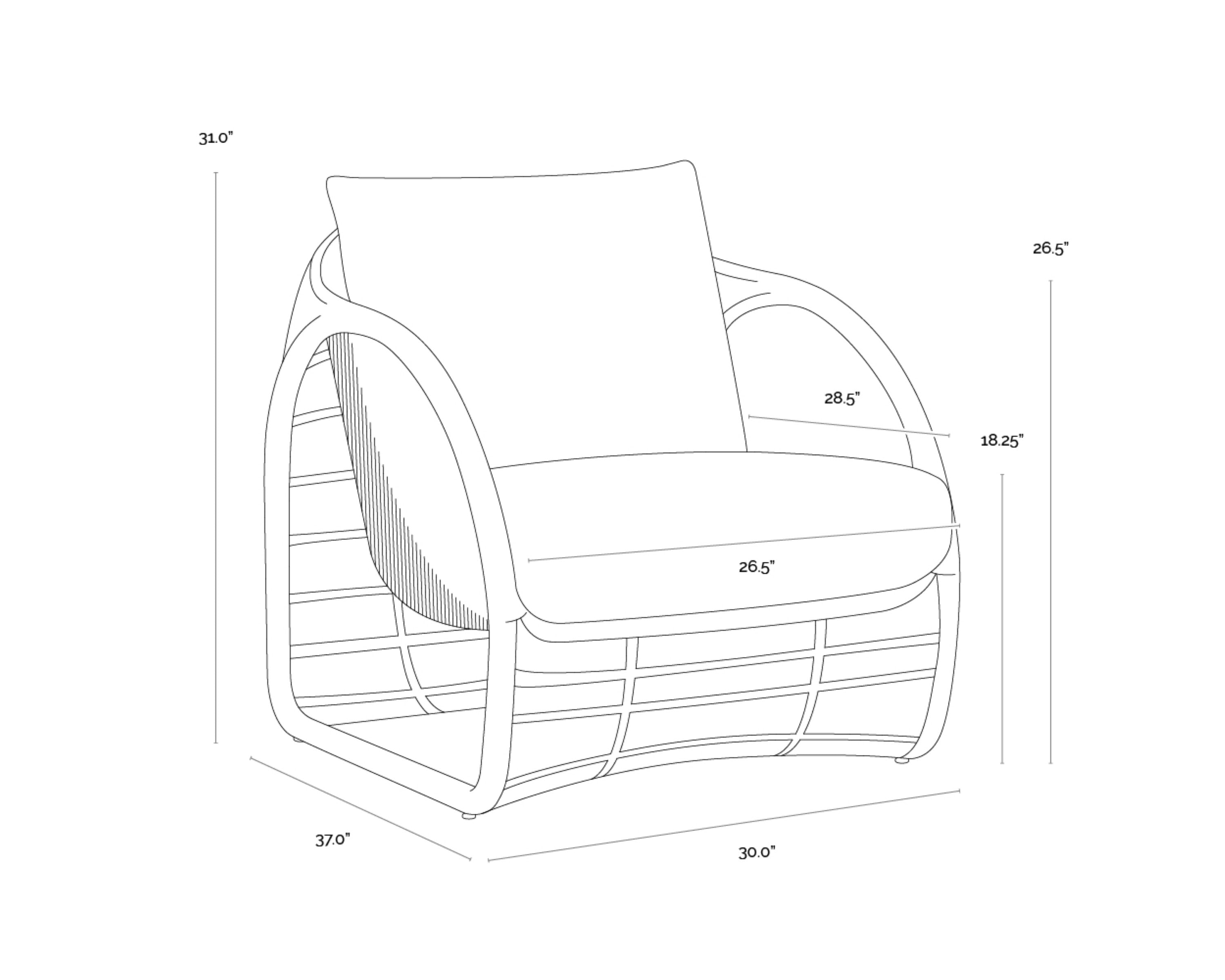 Sunpan Tulum Lounge Chair - Louis Cream