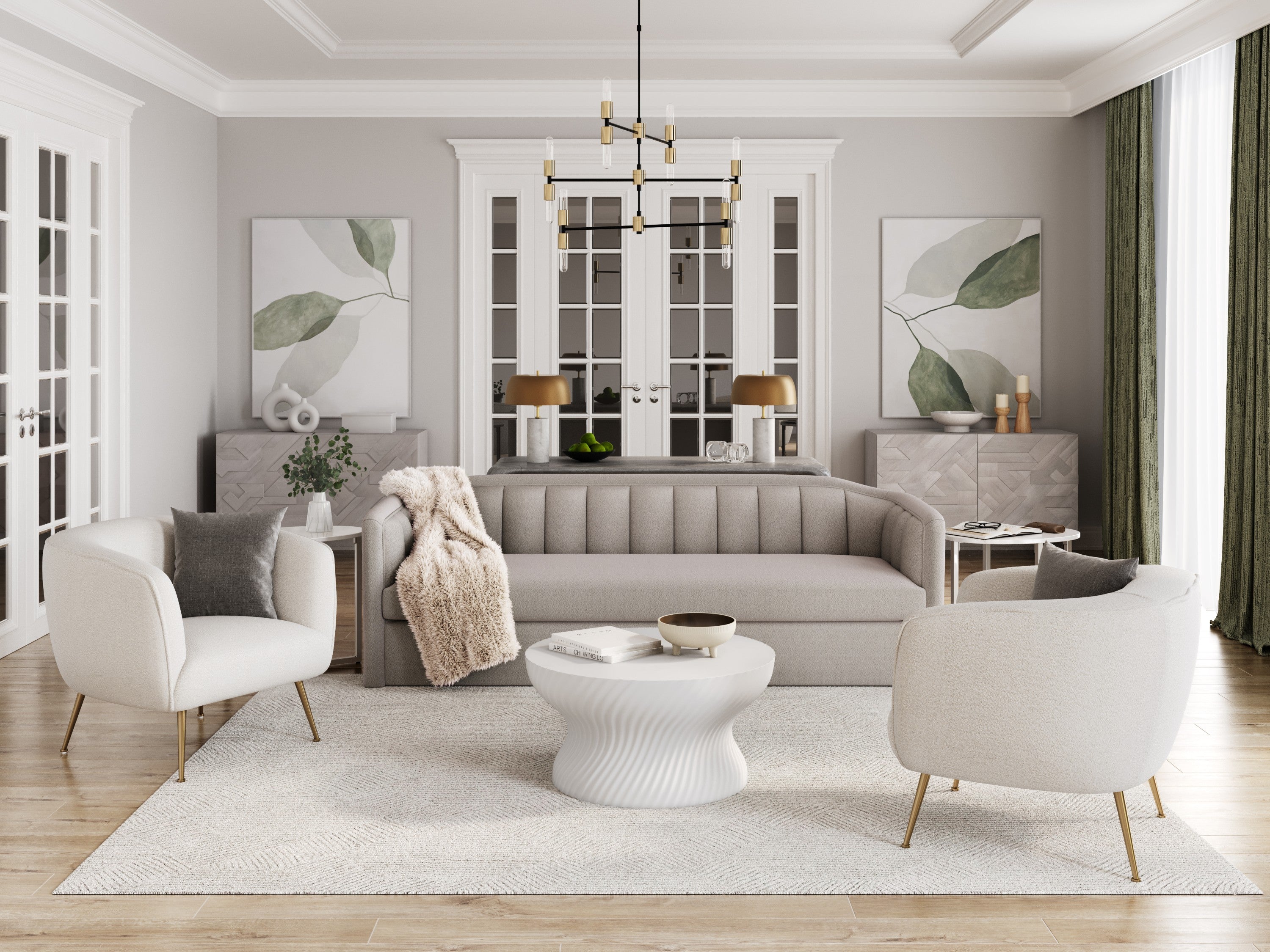 Sunpan Birrit Sofa - Dove Cream
