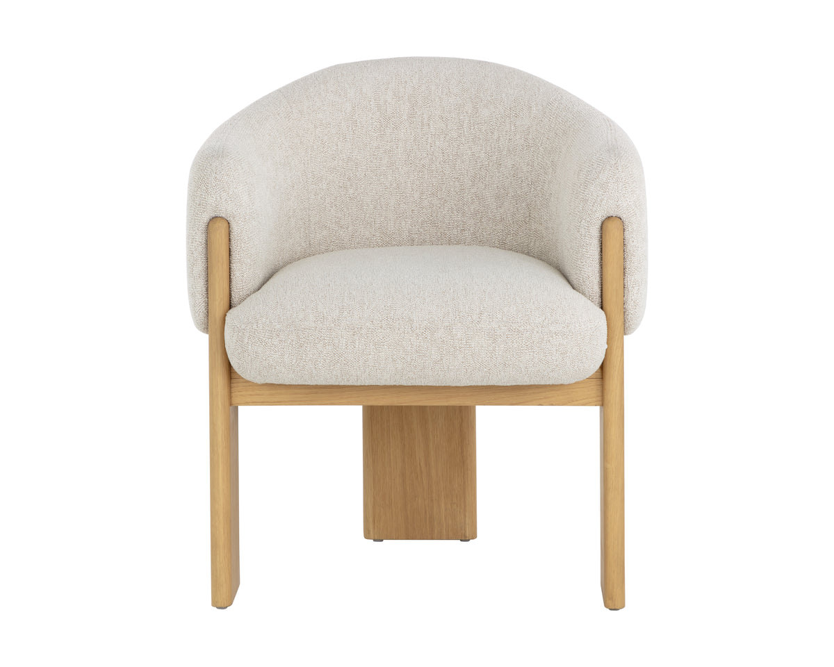 Sunpan Trine Dining Armchair - Rustic Oak - Dove Cream Clearance