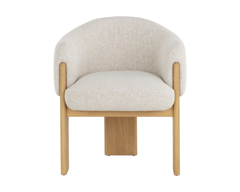 Sunpan Trine Dining Armchair - Rustic Oak - Dove Cream Clearance