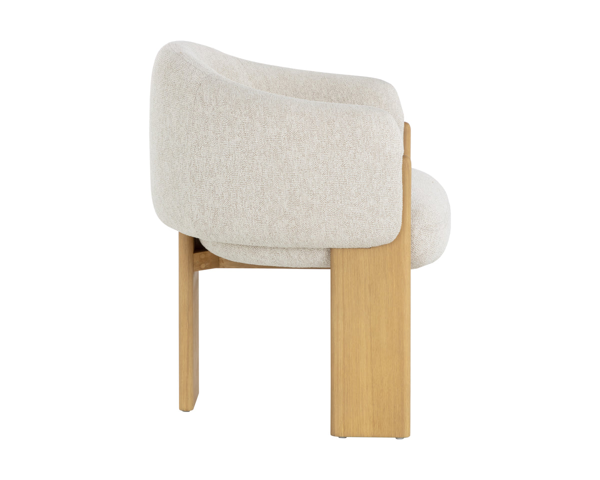 Sunpan Trine Dining Armchair - Rustic Oak - Dove Cream Clearance