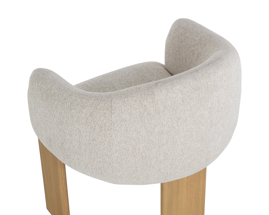 Sunpan Trine Dining Armchair - Rustic Oak - Dove Cream