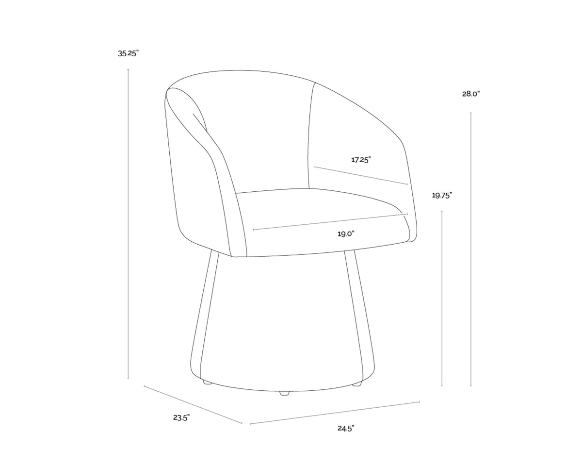 Sunpan Etta Swivel Dining Armchair - Copley Cognac