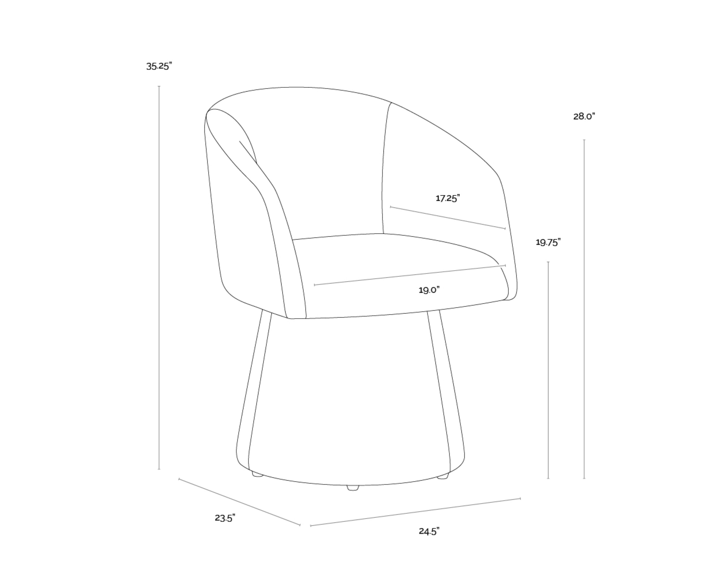 Sunpan Etta Swivel Dining Armchair - Copley Cognac