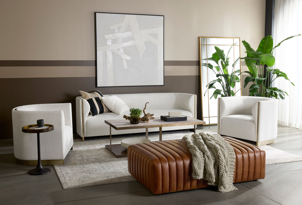 Sunpan Lewin Ottoman - Rectangular - Lucia Tobacco Leather
