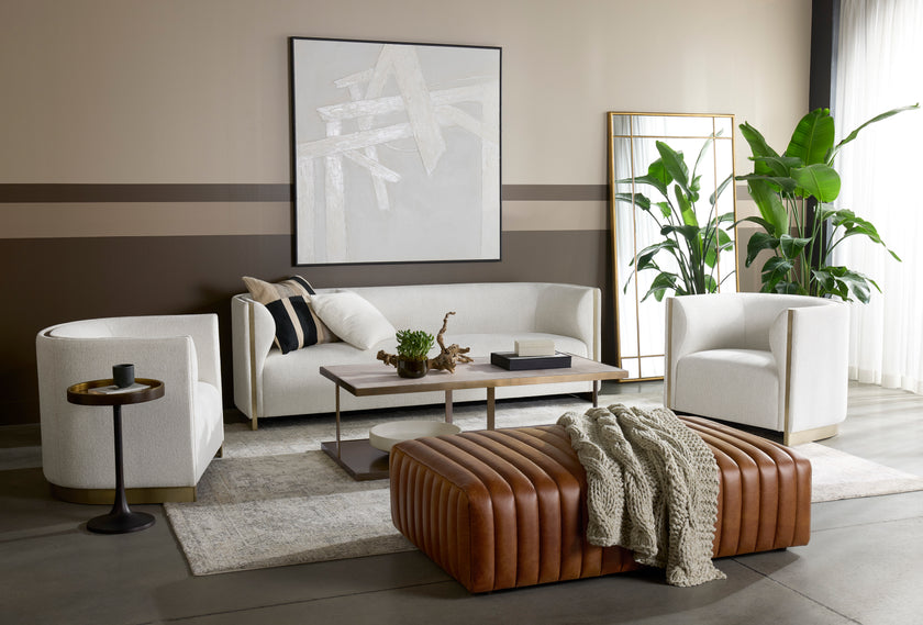 Sunpan Lewin Ottoman - Rectangular - Lucia Tobacco Leather