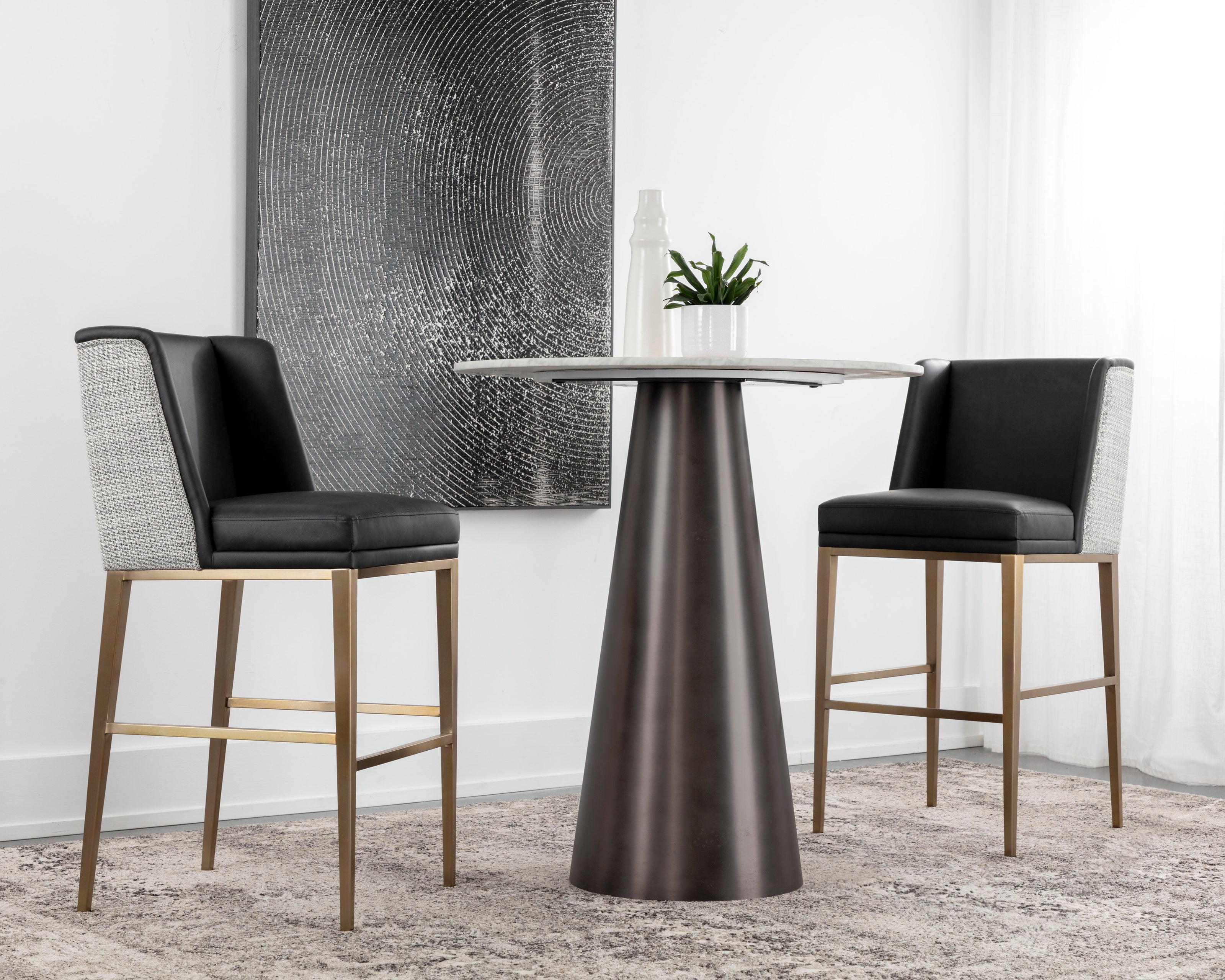 Sunpan Joplin Barstool - Cantina Black / Vera White Pepper