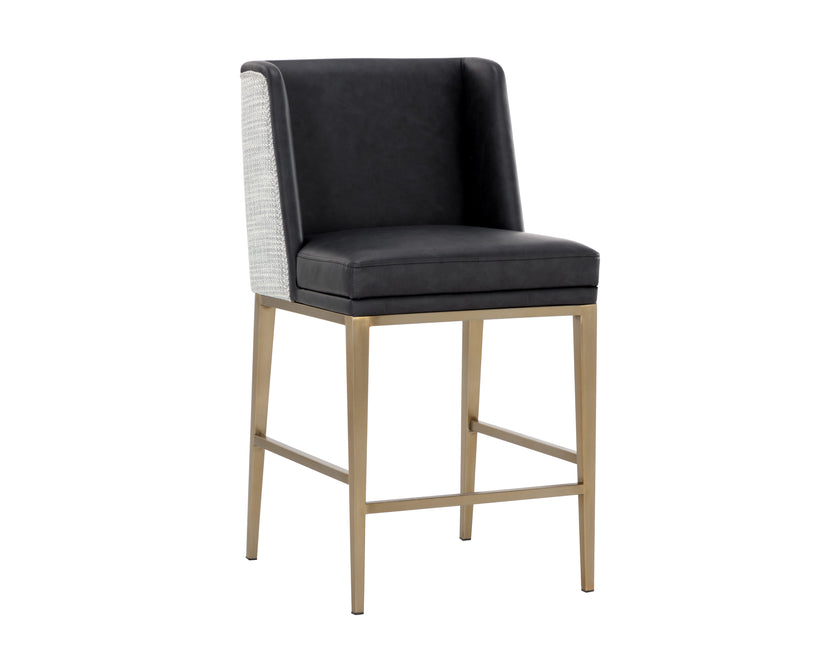 Sunpan Joplin Counter Stool - Cantina Black / Vera White Pepper