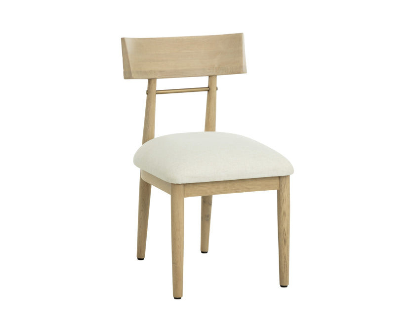 Sunpan Florian Dining Chair - Light Oak - Geralt Linen - Set of 2