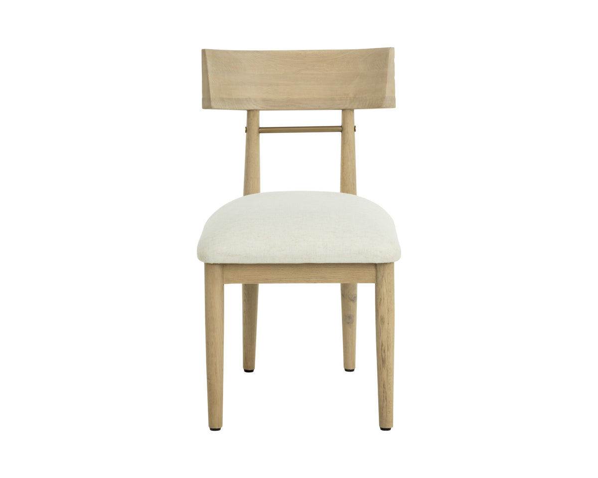 Sunpan Florian Dining Chair - Light Oak - Geralt Linen - Set of 2