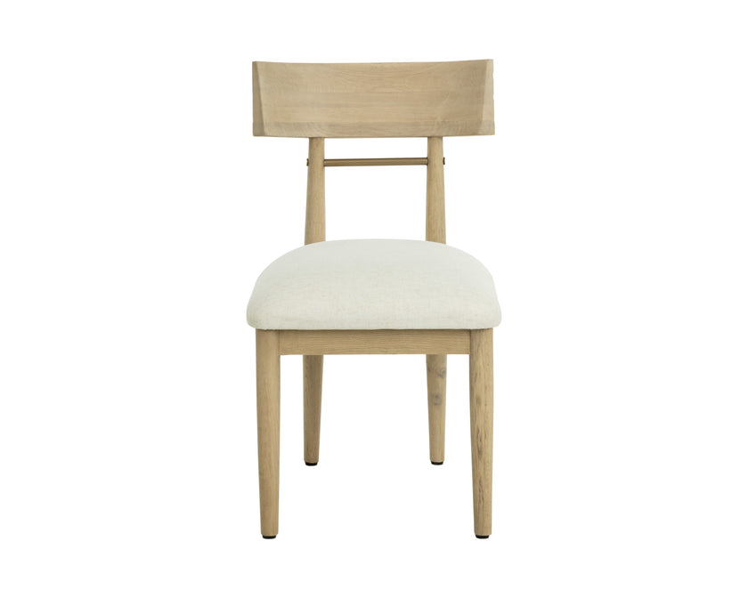 Sunpan Florian Dining Chair - Light Oak - Geralt Linen - Set of 2