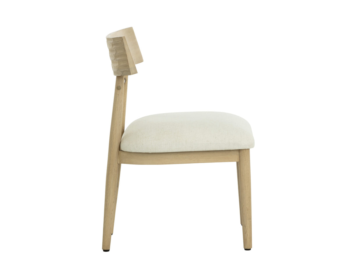 Sunpan Florian Dining Chair - Light Oak - Geralt Linen - Set of 2