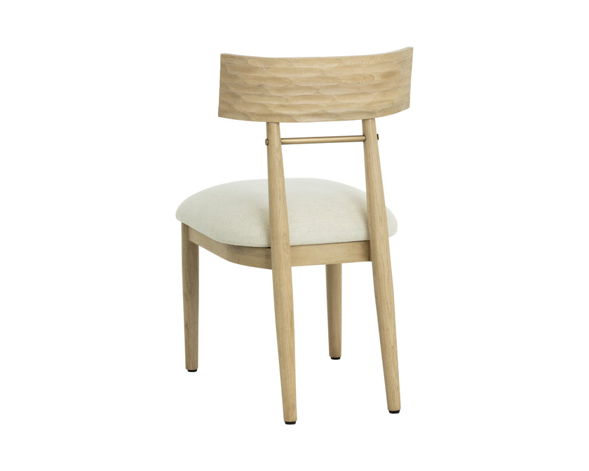 Sunpan Florian Dining Chair - Light Oak - Geralt Linen - Set of 2