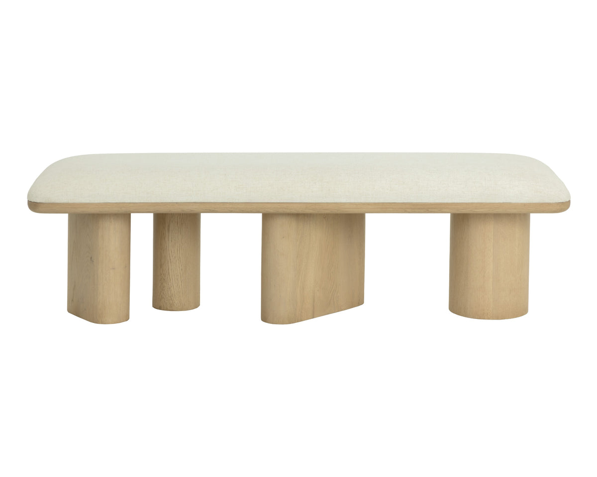Sunpan Hiro Bench - Light Oak - Geralt Linen