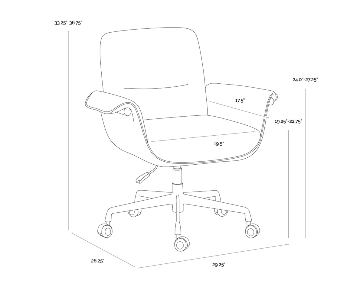 Sunpan Lomax Office Chair - Holden Dusty Greige / Milliken Cognac