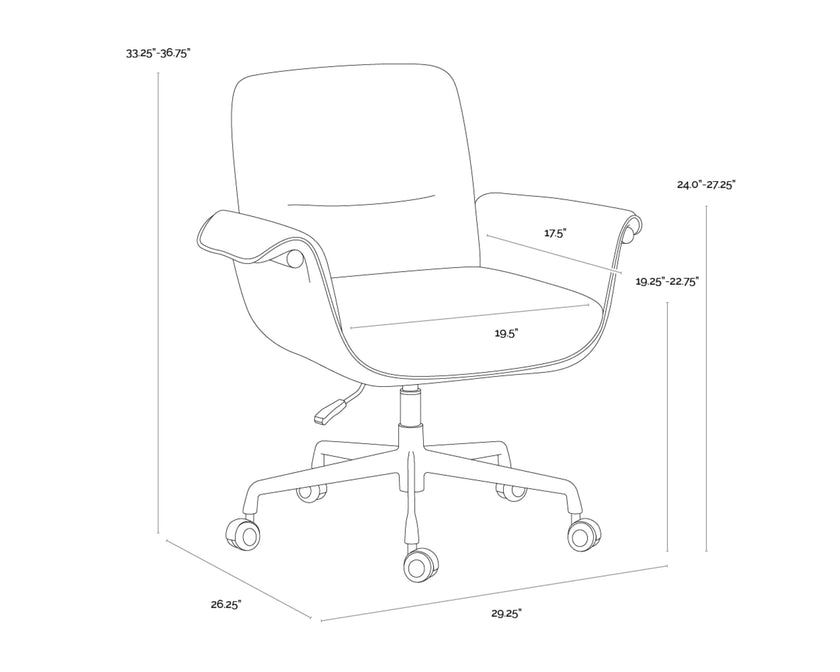 Sunpan Lomax Office Chair - Holden Dusty Greige / Milliken Cognac
