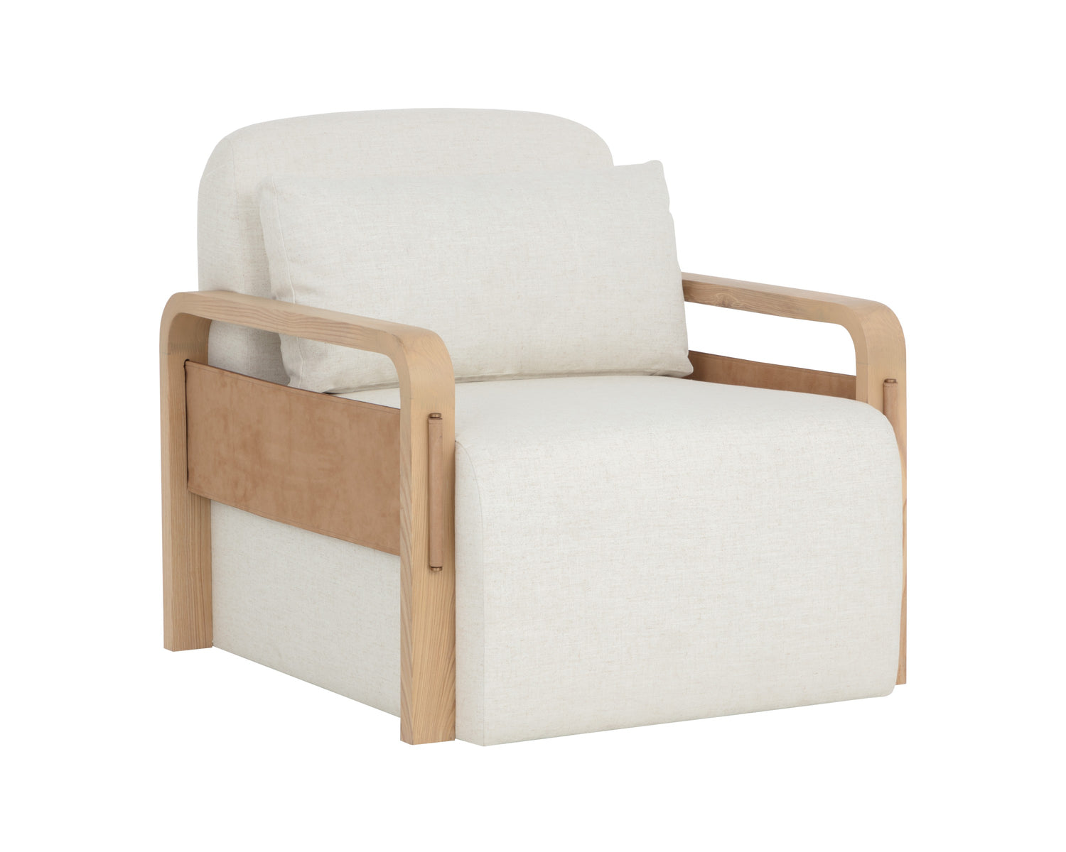 Sunpan Otso Swivel Lounge Chair - Geralt Linen / Nubuck Tan Leather