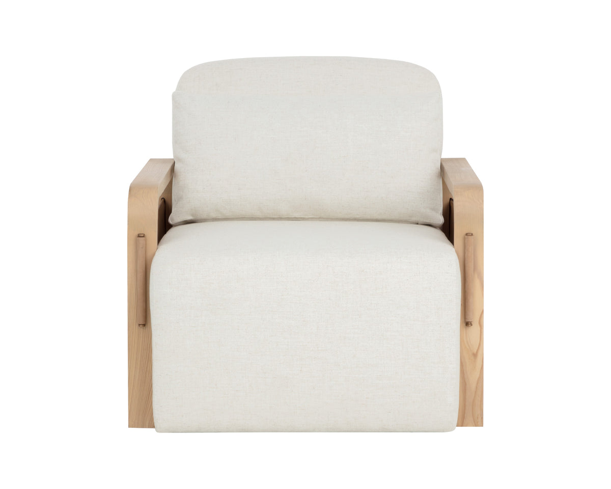Sunpan Otso Swivel Lounge Chair - Geralt Linen / Nubuck Tan Leather