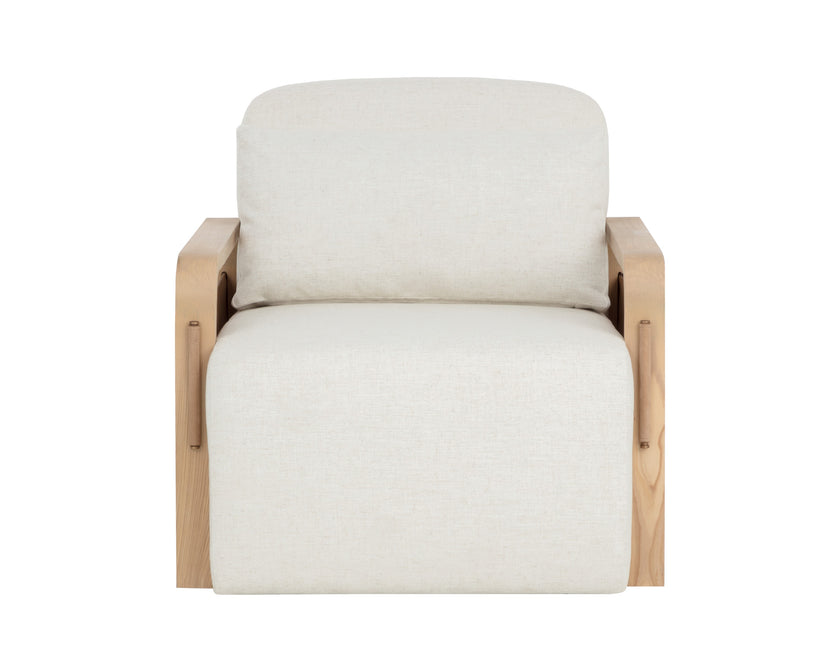 Sunpan Otso Swivel Lounge Chair - Geralt Linen / Nubuck Tan Leather