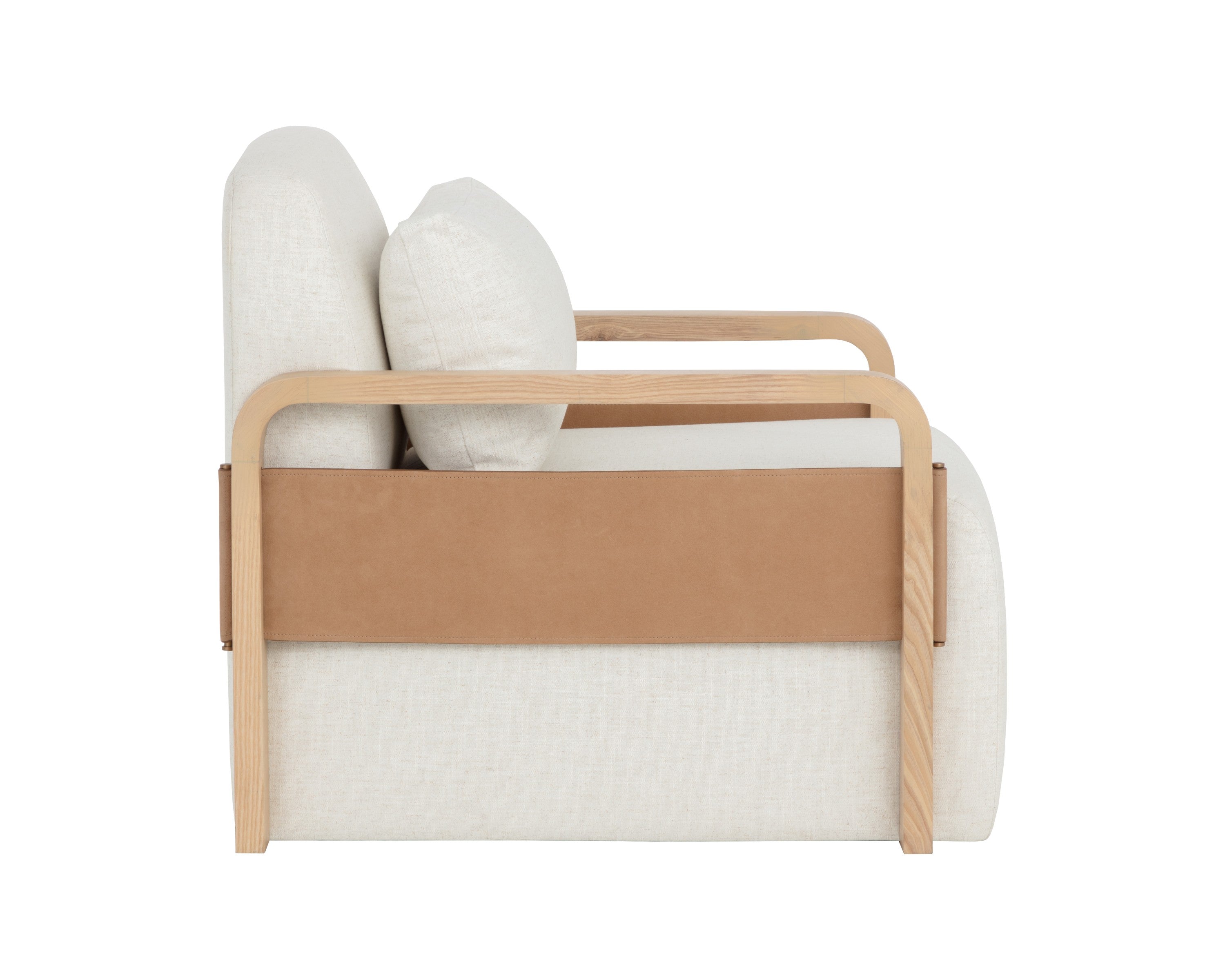 Sunpan Otso Swivel Lounge Chair - Geralt Linen / Nubuck Tan Leather