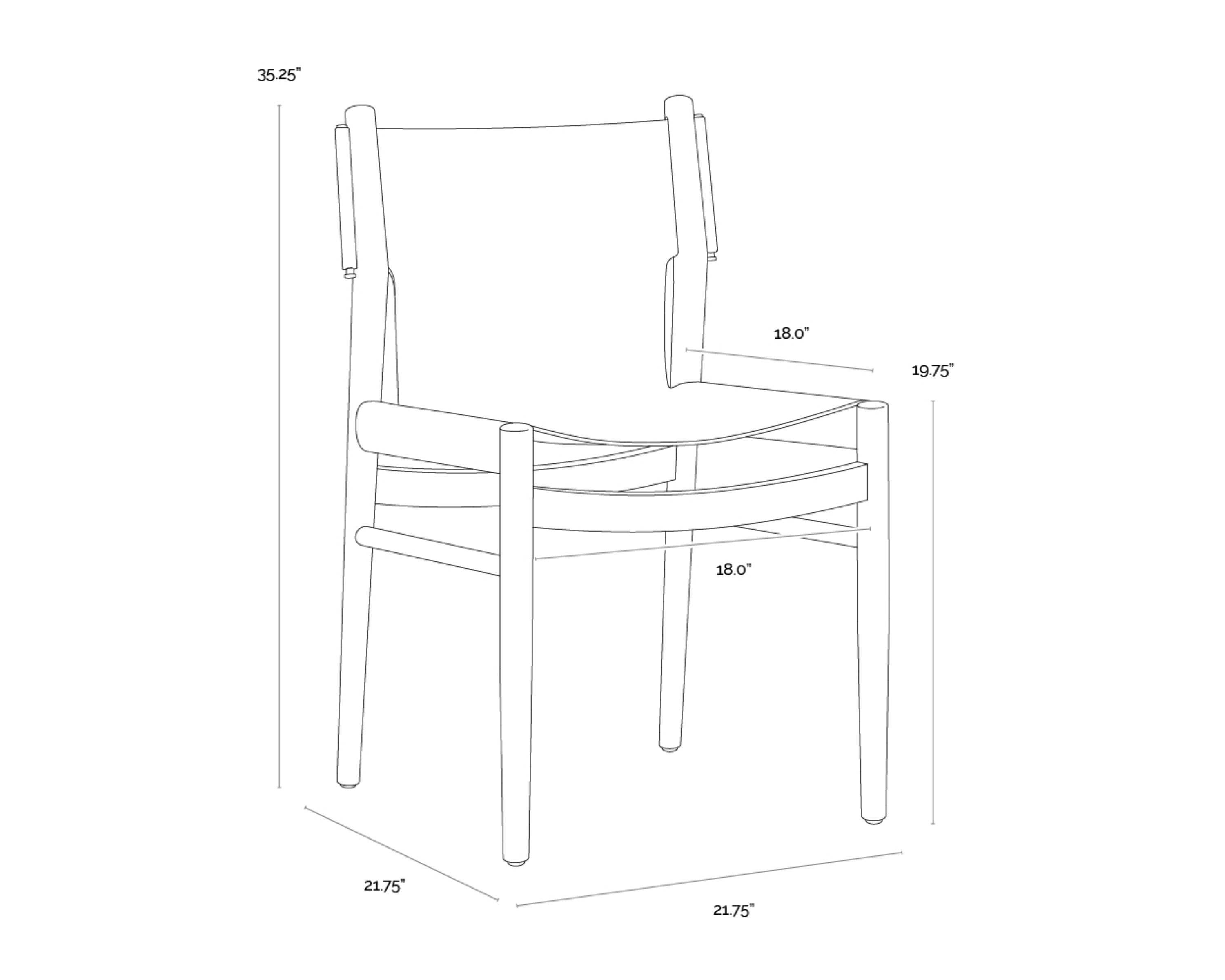 Sunpan Argus Dining Side Chair - Nubuck Caramel Leather