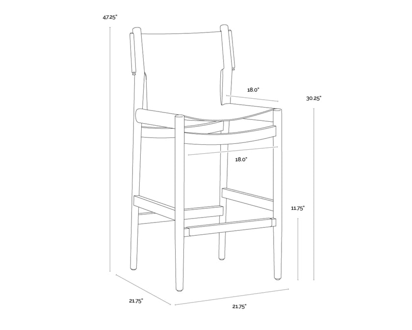 Sunpan Argus Barstool - Nubuck Caramel Leather