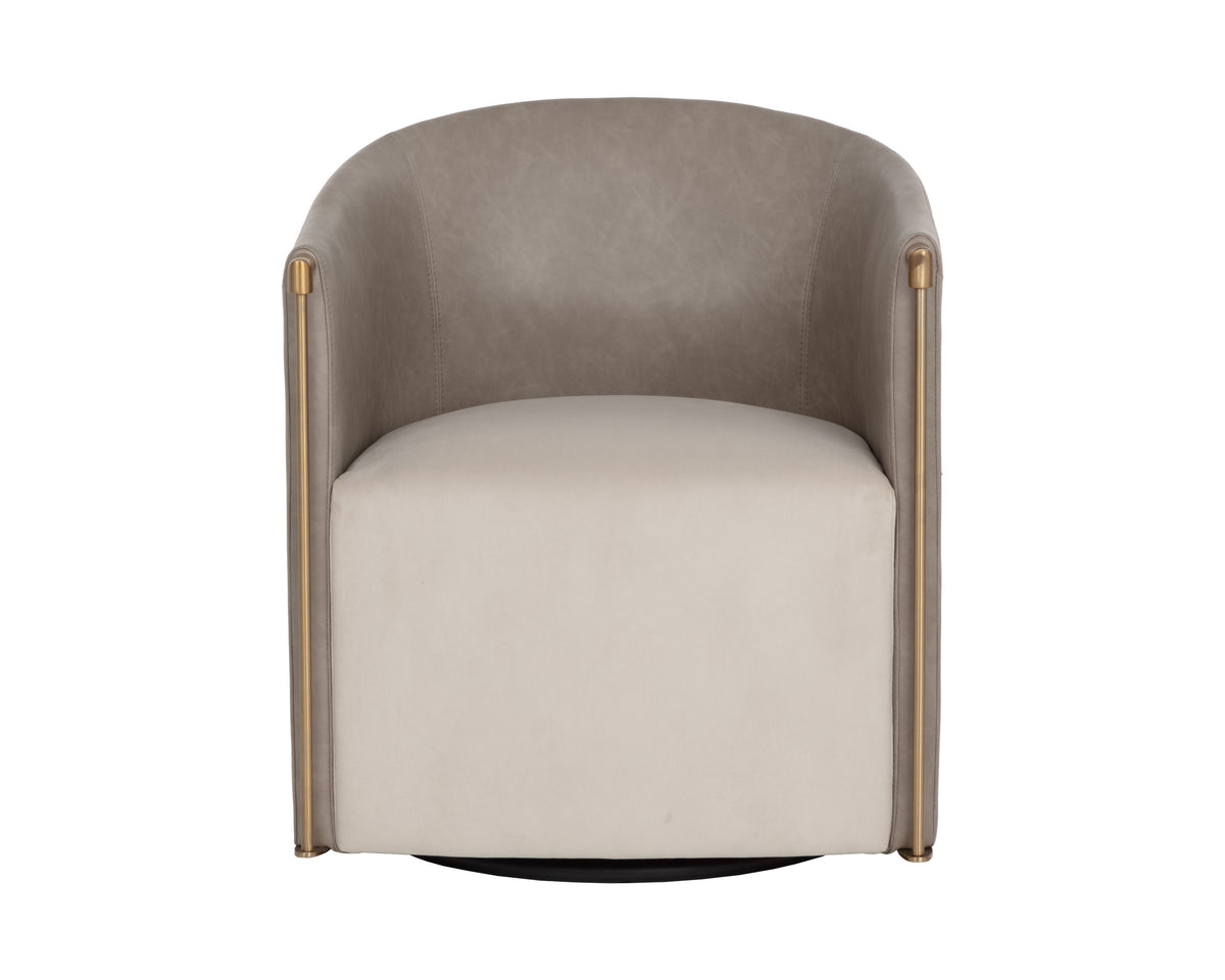 Sunpan Leontine Swivel Lounge Chair - Meg Taupe / Ivanhoe Mineral