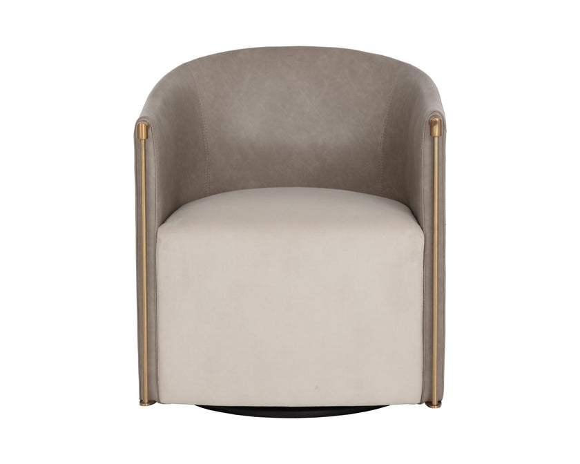 Sunpan Leontine Swivel Lounge Chair - Meg Taupe / Ivanhoe Mineral