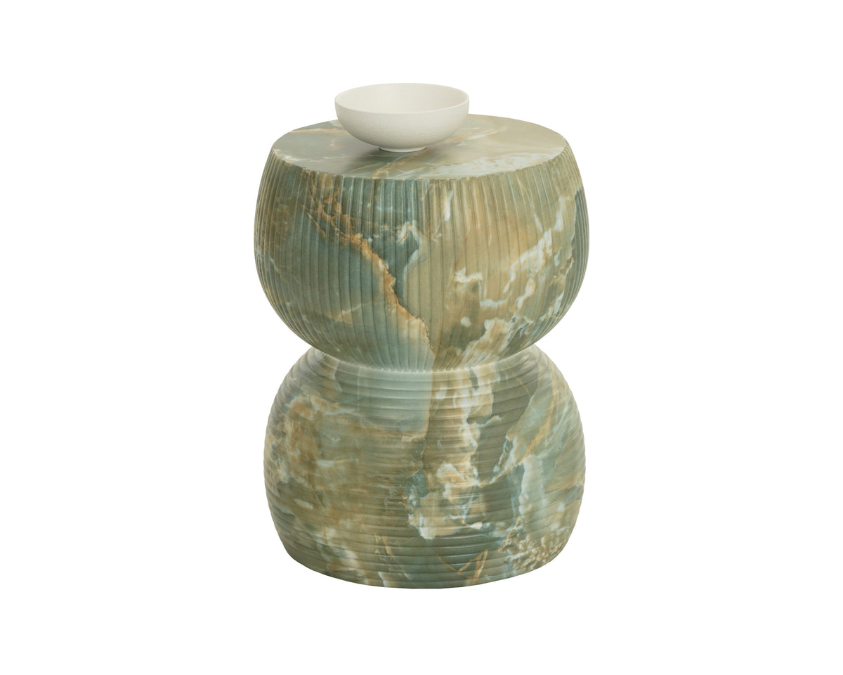 Sunpan Gemina End Table - Marble Look - Jade Onyx