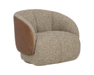 Sunpan Camie Swivel Lounge Chair - Torched Meringue / Cognac Leather
