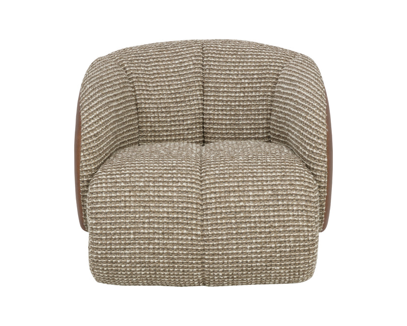 Sunpan Camie Swivel Lounge Chair - Torched Meringue / Cognac Leather