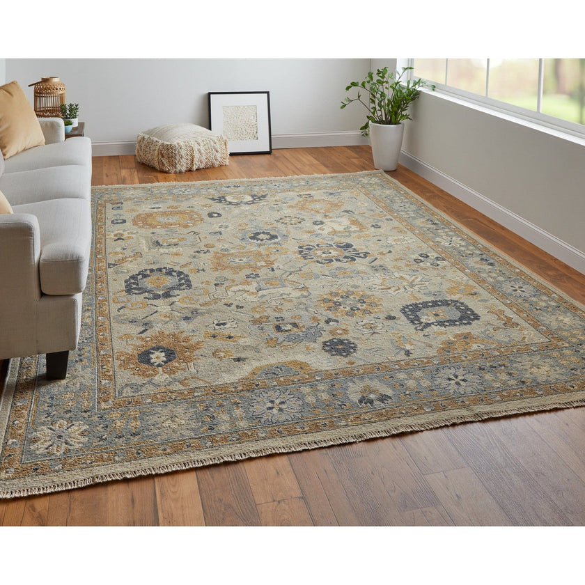 Feizy Corbitt 0612F Traditional Oriental in Blue/Brown/Gray