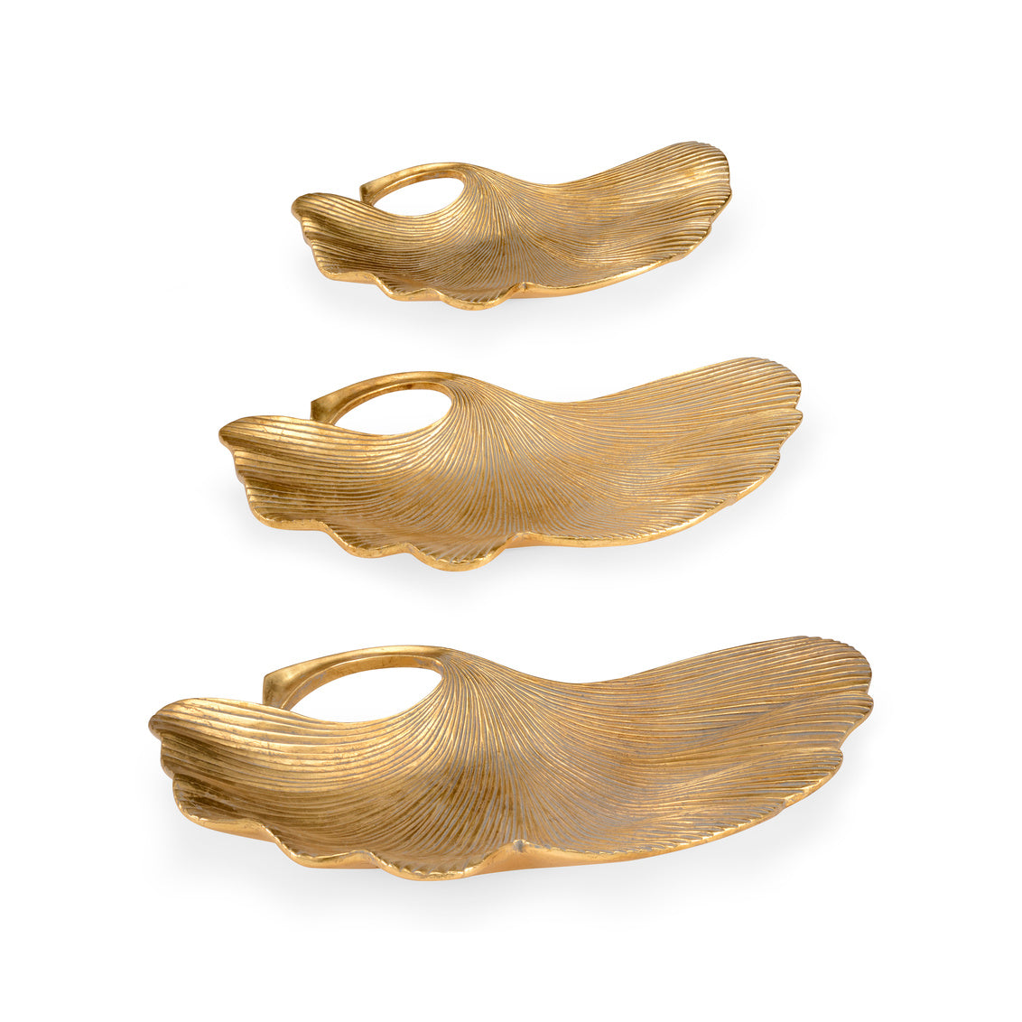 Chelsea House Gold Lotus Leaf Trays - Set of 3