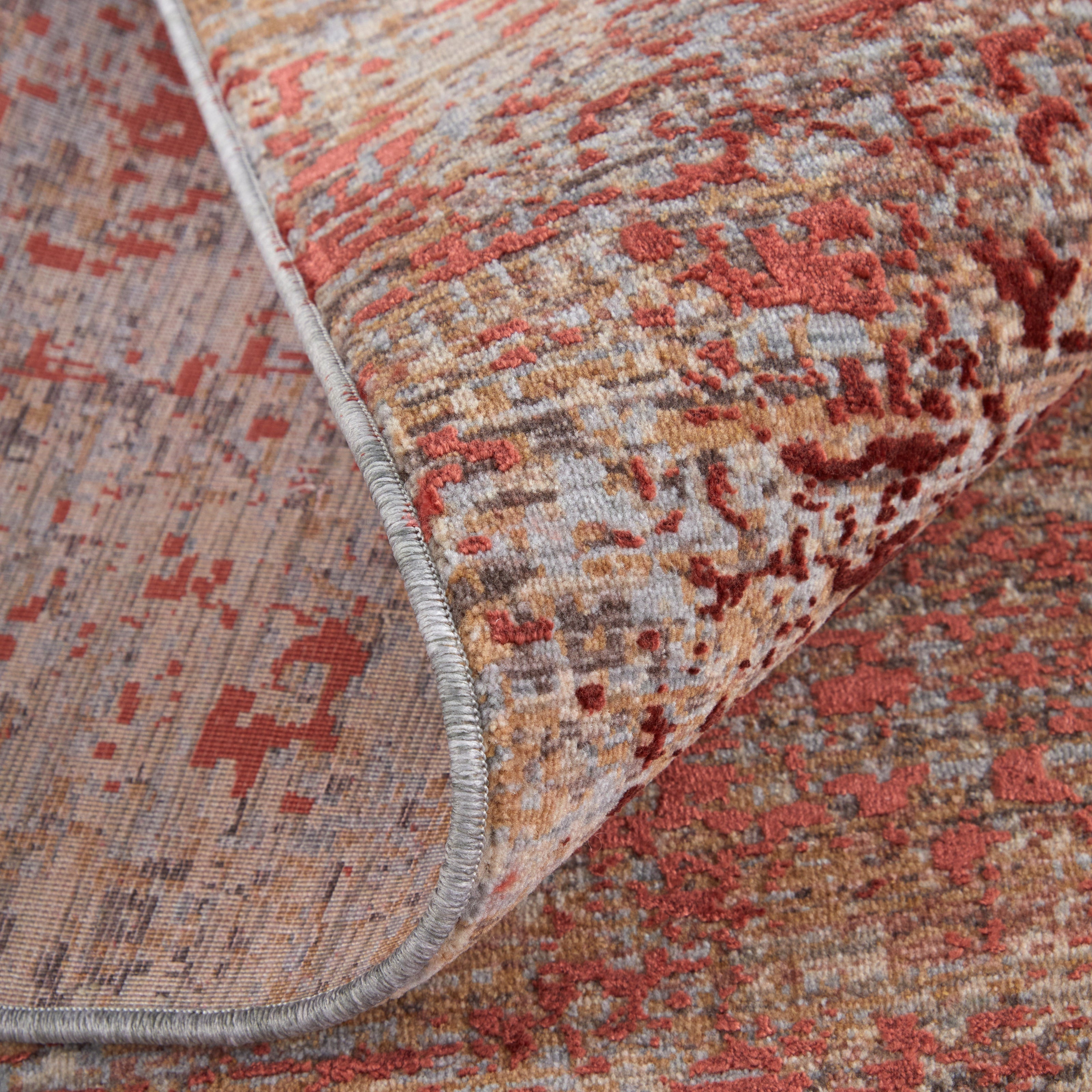 Feizy Pryor 39NGF Modern Watercolor in Red/Gray/Blue