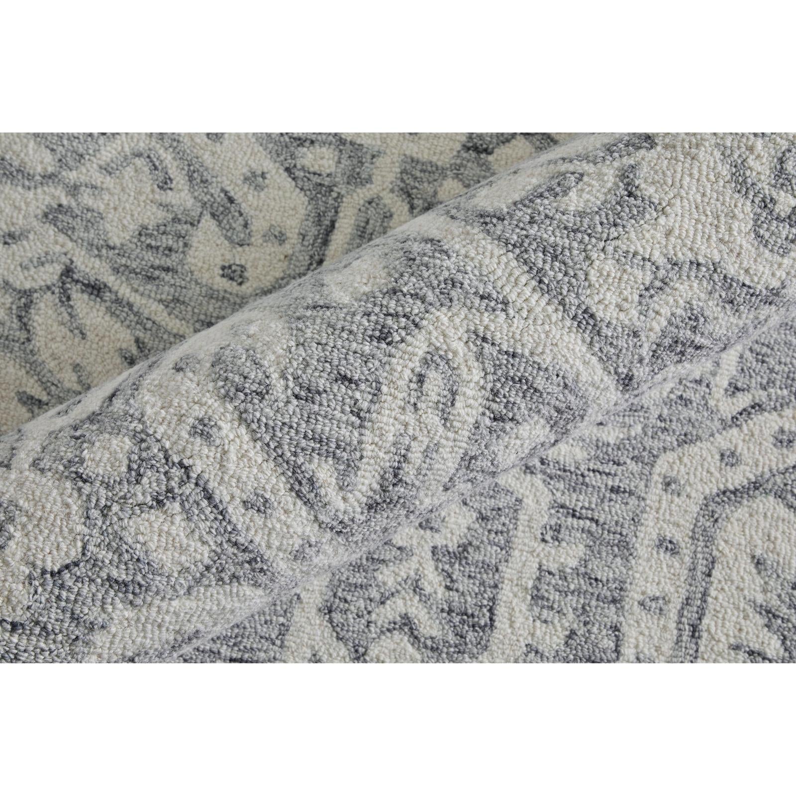 Feizy Belfort 8A27F Traditional Geometric Rug in Gray/White
