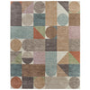 Feizy Eden 39QUF Modern Color Block Rug in Ivory/Brown/Blue