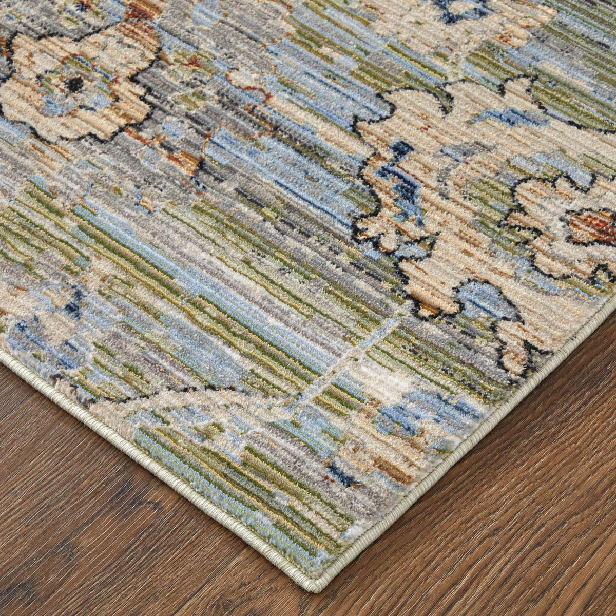 Feizy Melrose 39P3F Traditional Floral & Botanical Rug in Green/Ivory/Blue
