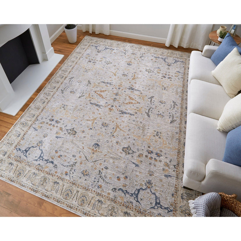 Feizy Pasha 39M4F Transitional Ikat in Ivory/Blue/Taupe
