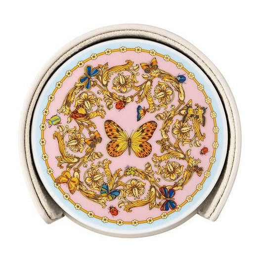 Versace Butterfly Garden Coaster in Leather Box - Set of 4