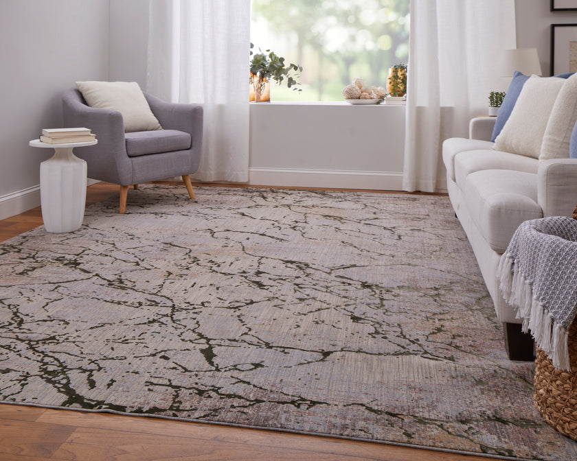 Feizy Pryor 39NEF Modern Abstract in Taupe/Green/Tan