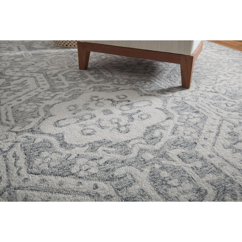 Feizy Belfort 8A27F Traditional Geometric Rug in Gray/White