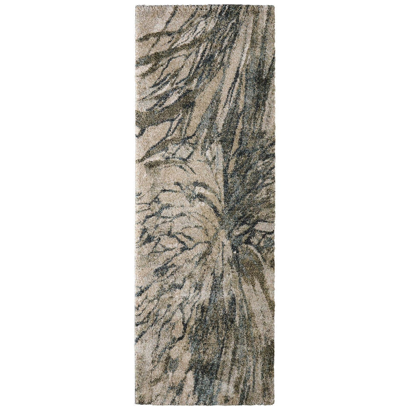 Feizy Skyview 39Q8F Modern Abstract Rug in Gray/Green/Ivory