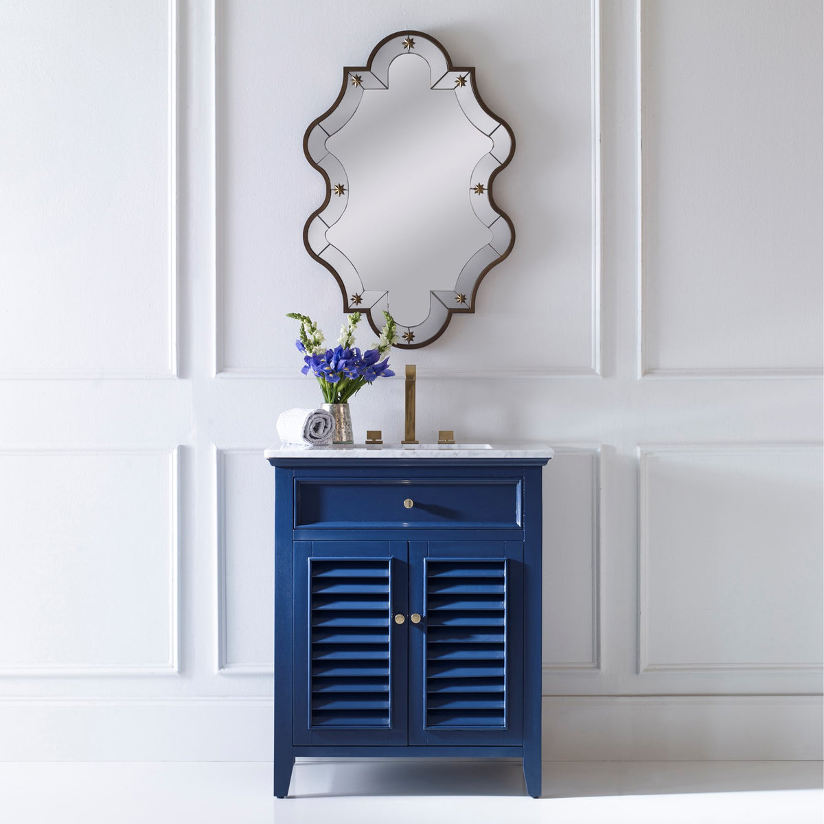 Ambella Louvered Medium Sink Chest - Cadet Blue