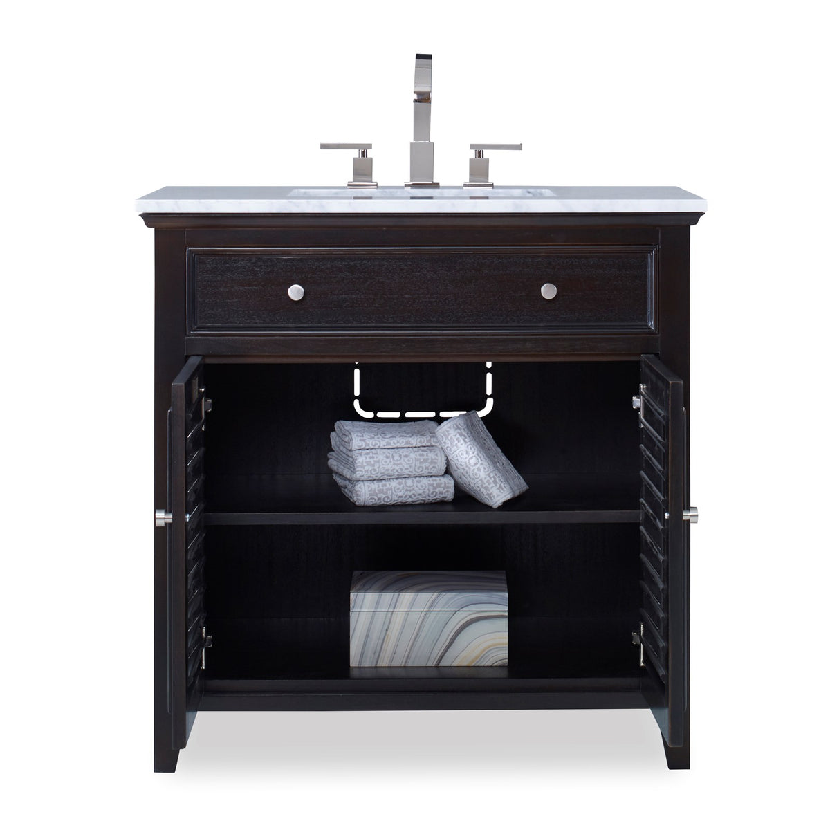 Ambella Louvered Sink Chest - Rubbed Raven