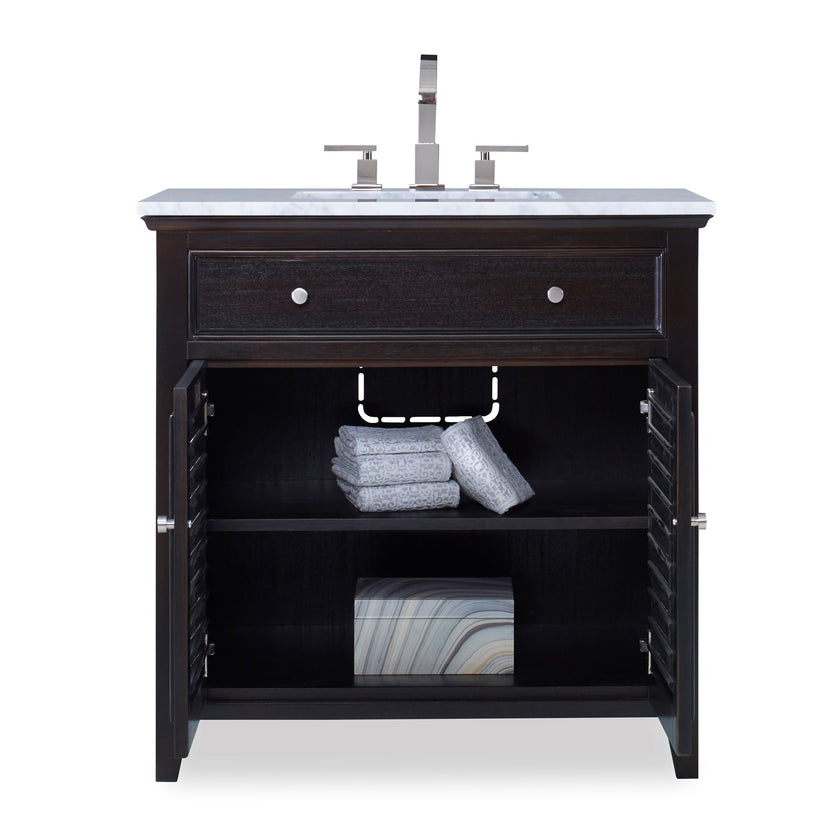 Ambella Louvered Sink Chest - Rubbed Raven