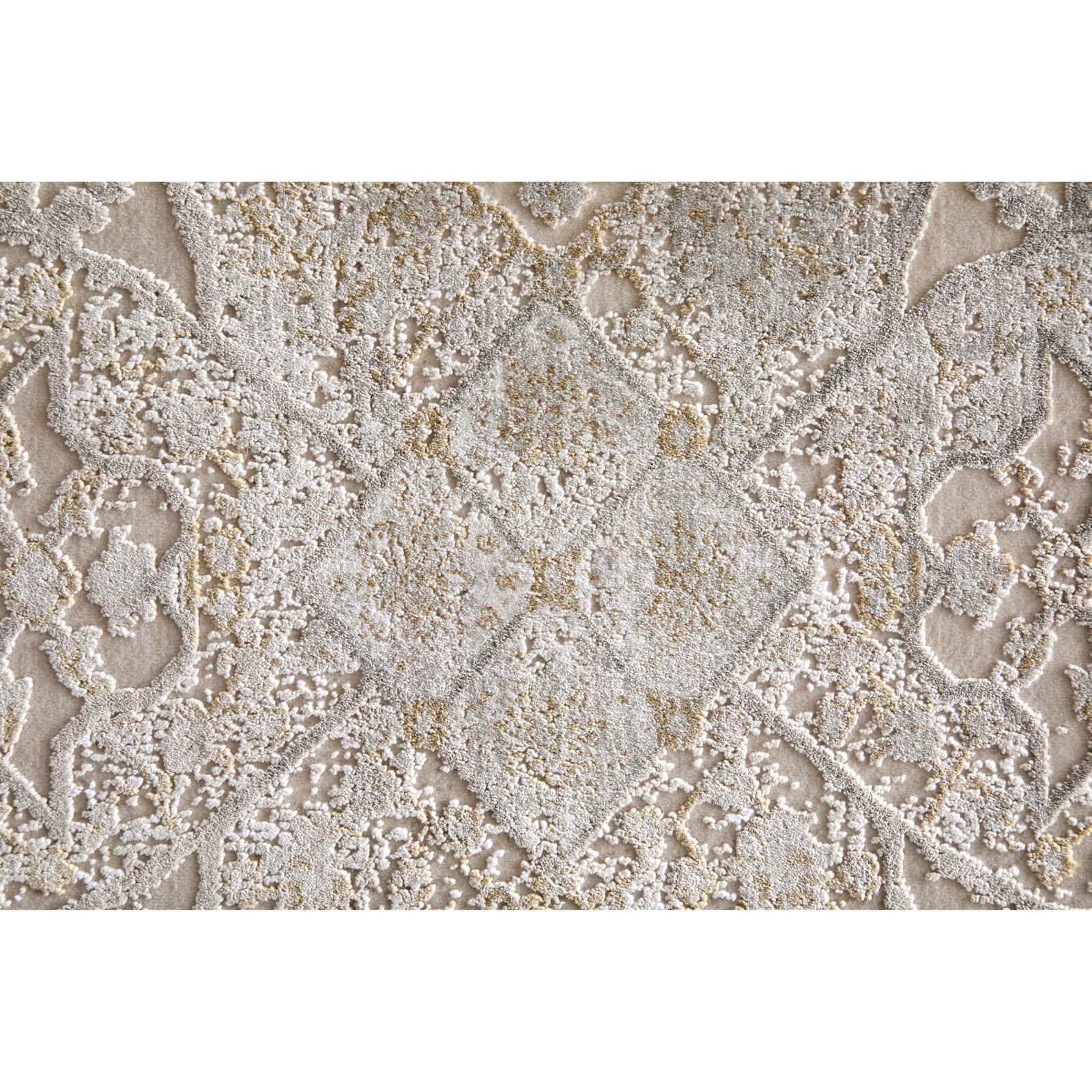 Feizy Cadiz 39T0F Traditional Medallion Rug in Ivory/Gray/Gold